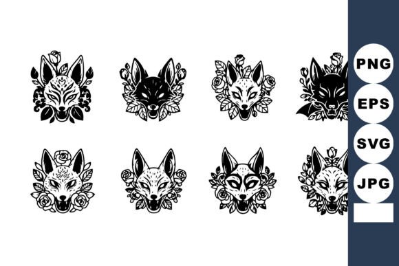Download Fox Mask Vector with Floral Decorations - Premium Resources