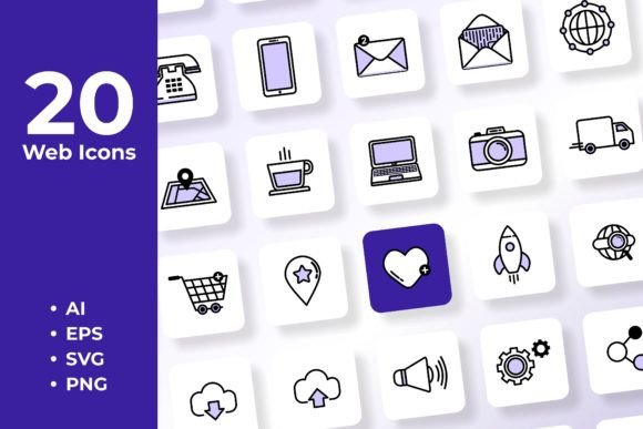 Download Simple Set of 20 Web Icons&nbsp; - Set of 20 Collection
