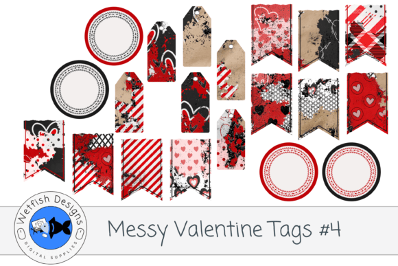 Download Messy Valentine Tags 4- Set of 20 - Set of 20 Collection