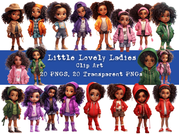 Download Little Lovely Ladies Clip Art Set of 20 - Set of 20 Collection